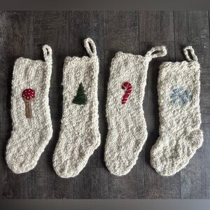 Anthropologie Chunky Knitted Holiday Icon Stockings Set of 4
